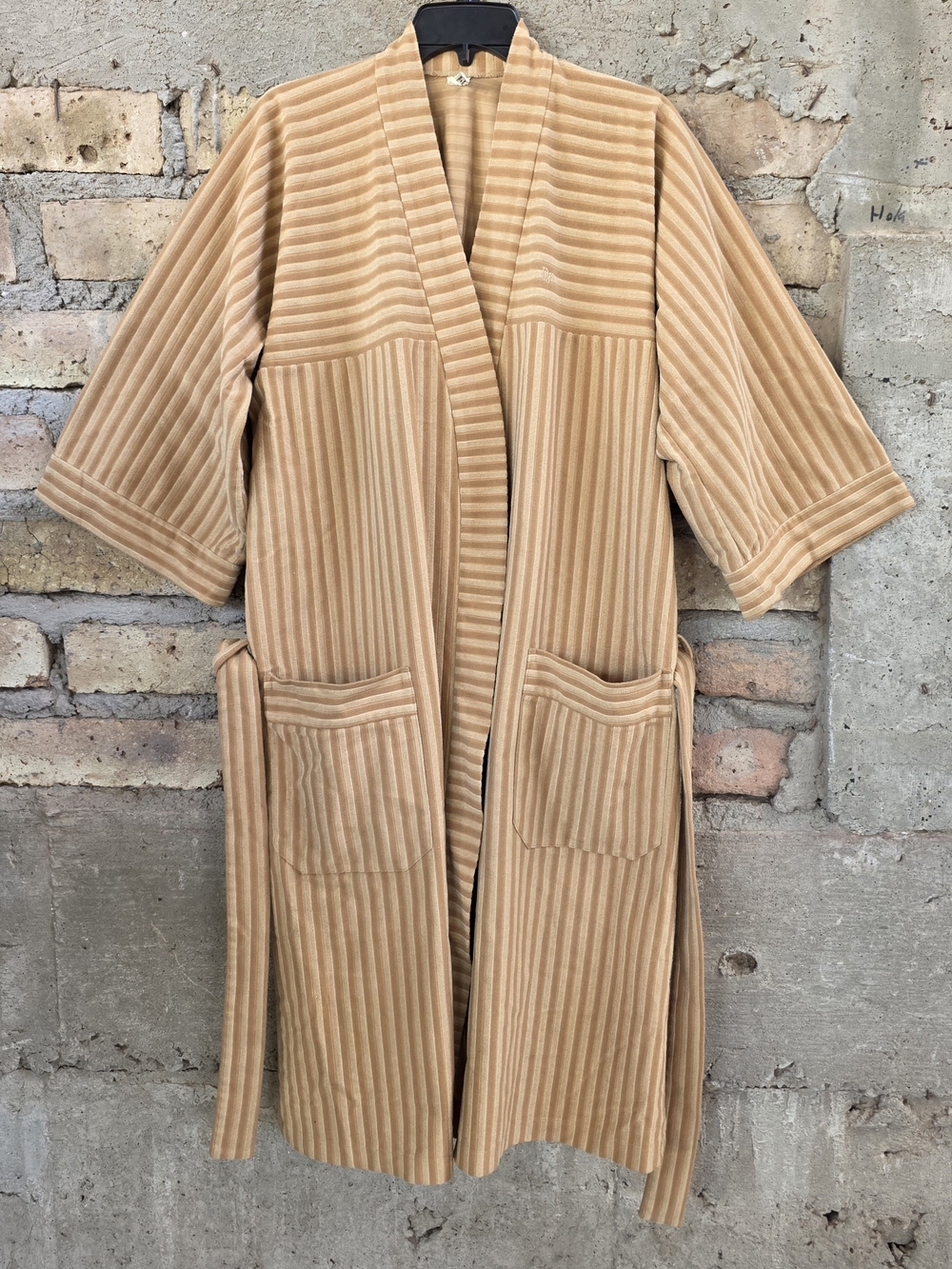 Vintage Christian Dior Striped Velour Robe CD Monogram Luxury Lounge M/L